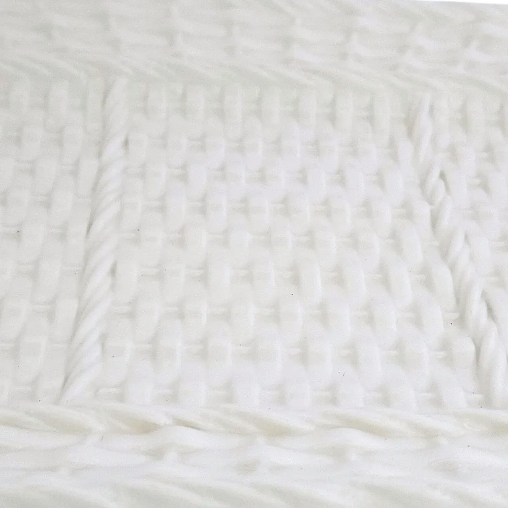 Amora Ceramic Basketweave Tray Made in Italy Rectangular Woven Design Off White